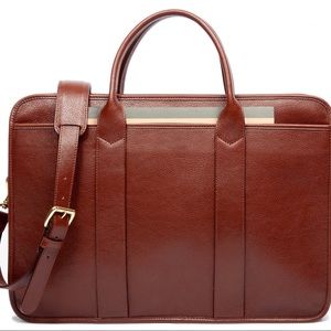 NWOT Lotuff Leather Zip Top Briefcase In Chestnut